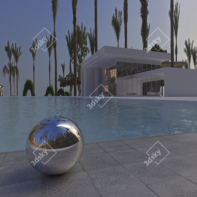 Egyptian HDRI: Daytime Pool House 3D model image 2