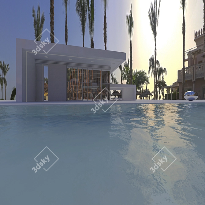 Egyptian HDRI: Daytime Pool House 3D model image 4