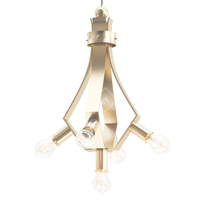 Vintage Brutalist Brass Chandelier 3D model image 1