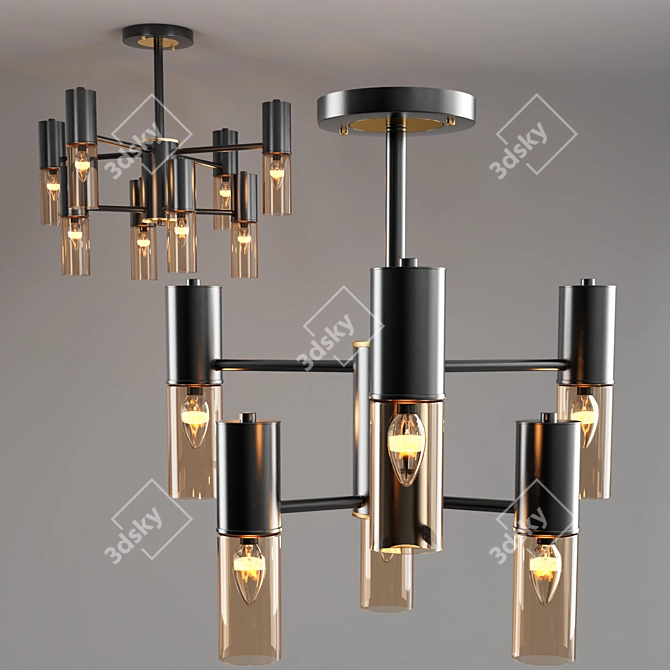 Industrial Loft Ceiling Chandelier 3D model image 2