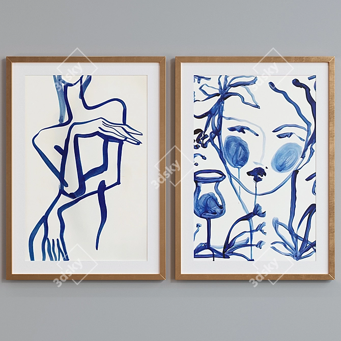 Modern Abstract Frame Set - 2 Frames, 5 Colors 3D model image 4