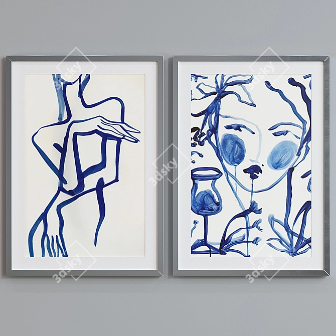 Modern Abstract Frame Set - 2 Frames, 5 Colors 3D model image 5