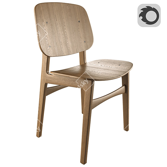 Soborg Wood Chair: Elegance in Simplicity 3D model image 1