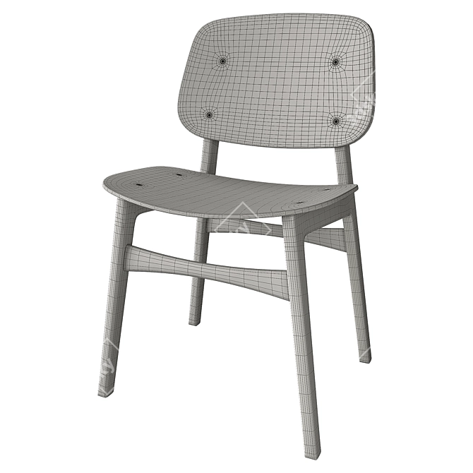 Soborg Wood Chair: Elegance in Simplicity 3D model image 3