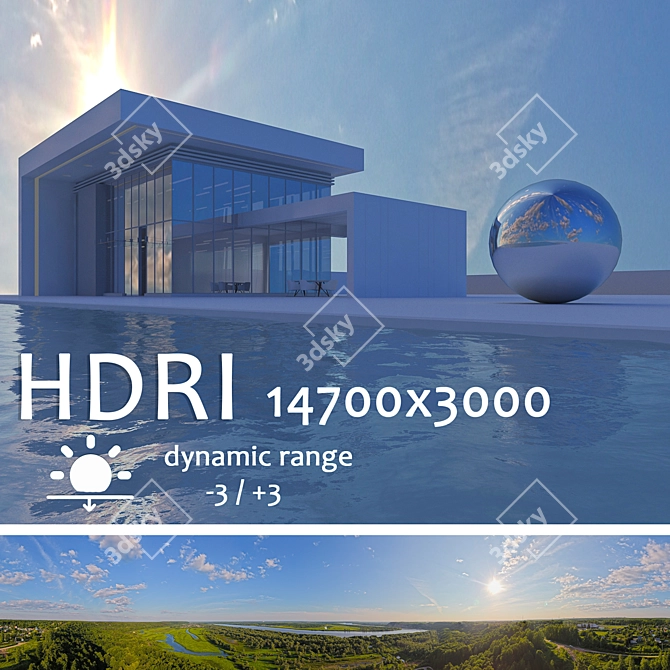 Aerial HDRI: Daylight with Pool 3D model image 1