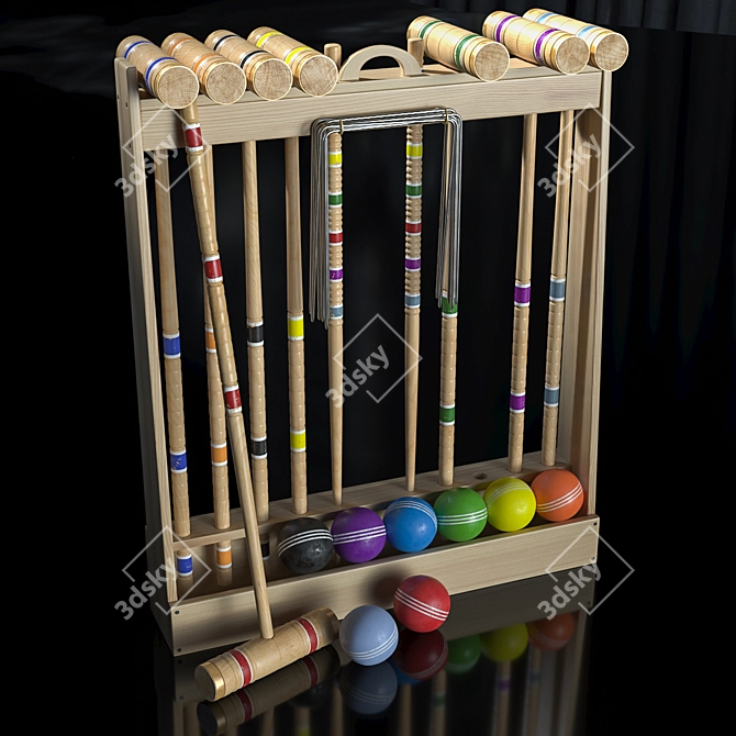 Deluxe Wooden Croquet Set 3D model image 2