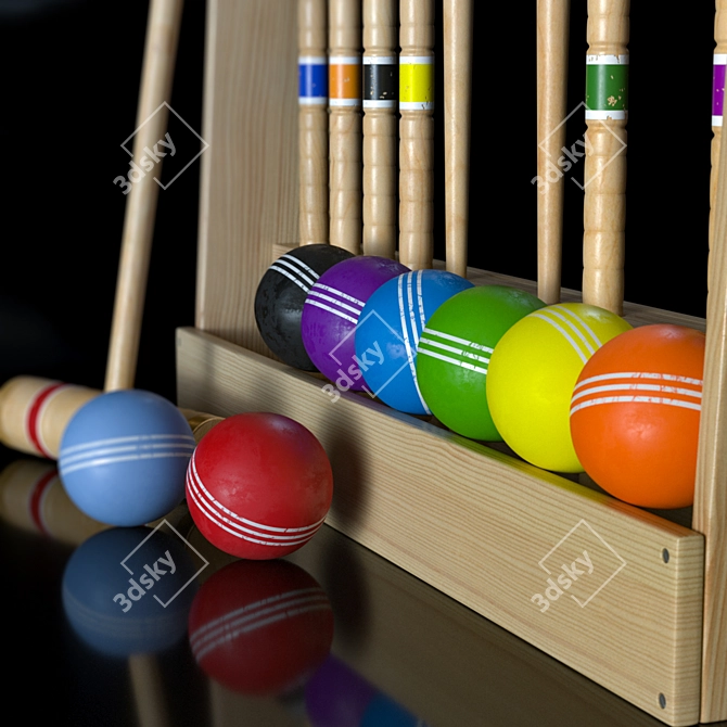 Deluxe Wooden Croquet Set 3D model image 3