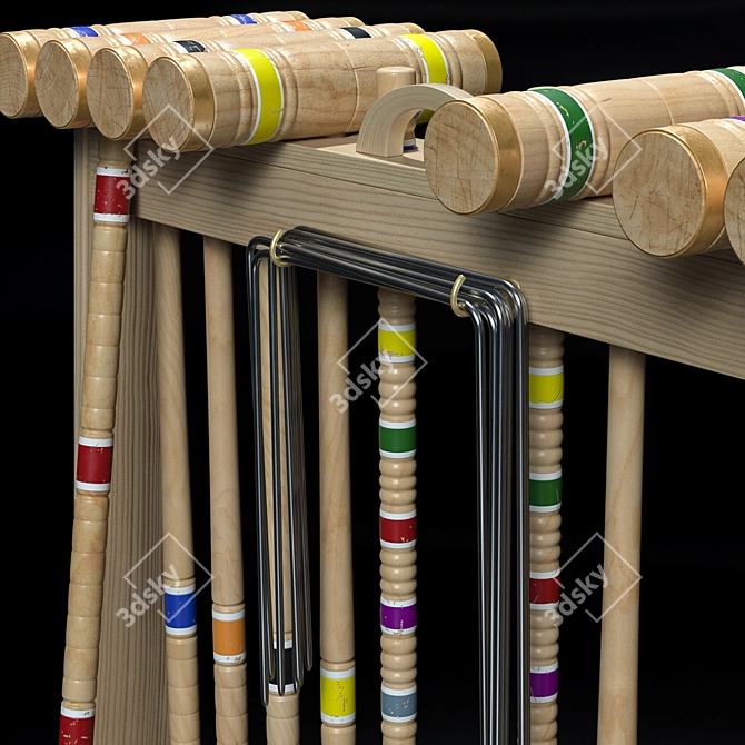 Deluxe Wooden Croquet Set 3D model image 4