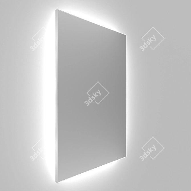 Aluminum Frame Rectangular Mirror with Iron Talon Illumination 3D model image 3