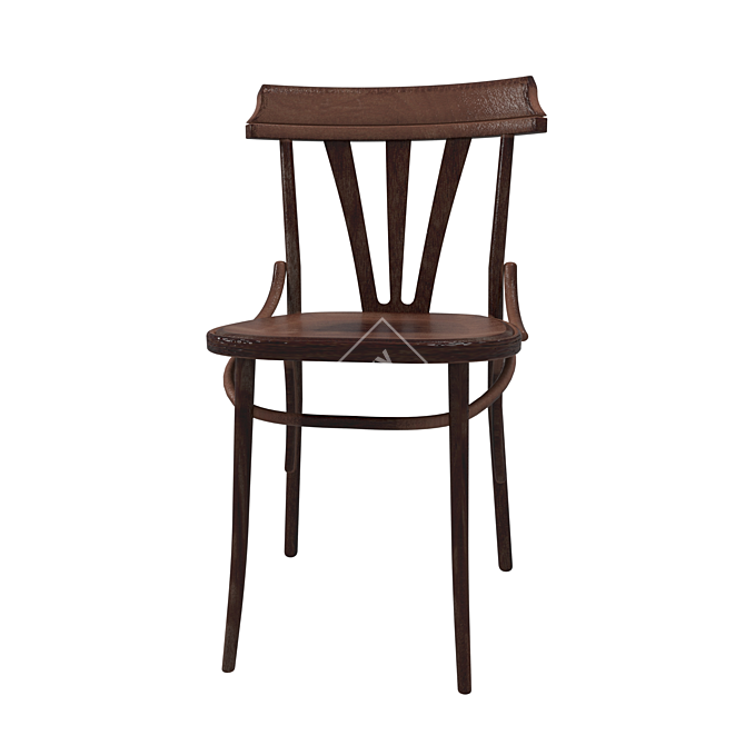 Elegant Lacquered Wooden Chair 3D model image 2