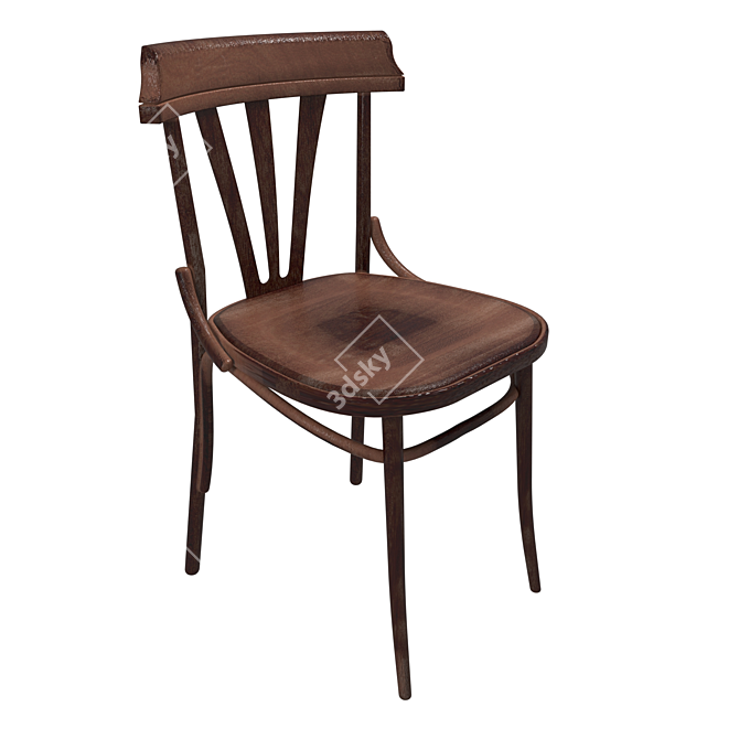 Elegant Lacquered Wooden Chair 3D model image 3