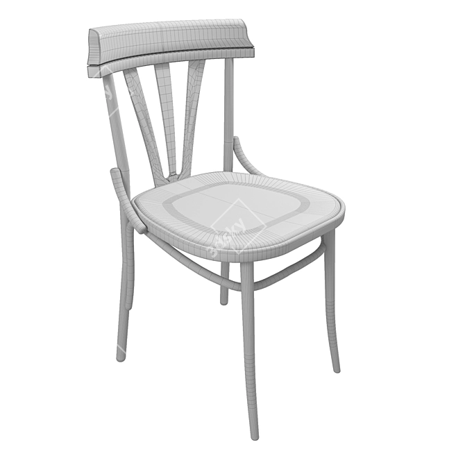 Elegant Lacquered Wooden Chair 3D model image 4