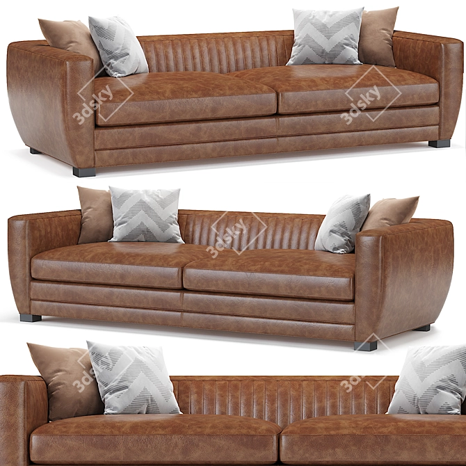 Rourke Contemporary Leather Sofa 3D model image 1