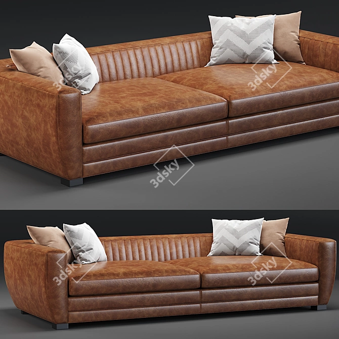 Rourke Contemporary Leather Sofa 3D model image 2