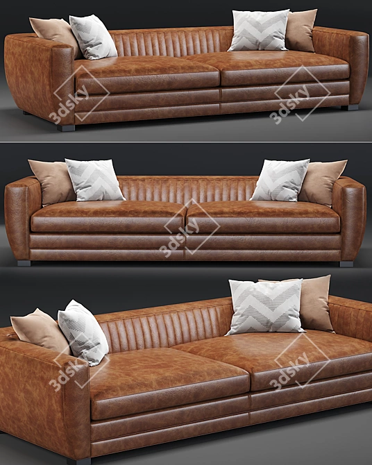 Rourke Contemporary Leather Sofa 3D model image 3