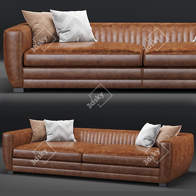 Rourke Contemporary Leather Sofa 3D model image 4