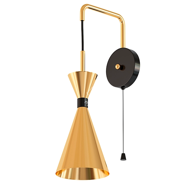 Elegant Black and Brass Cone Pendant Light 3D model image 1