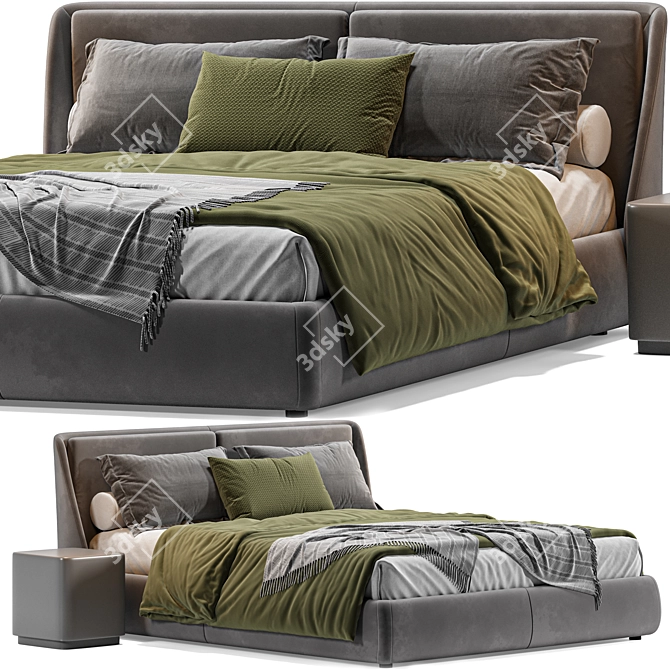 Next Color Palette Bed: Bend Italia 3D model image 1