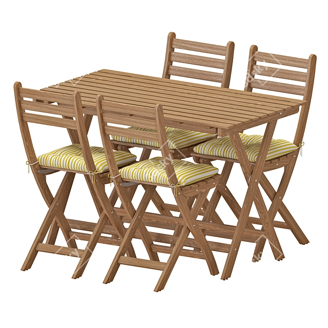 Foldable Outdoor Table and Chairs Set 3D model image 1