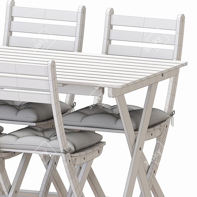 Foldable Outdoor Table and Chairs Set 3D model image 6