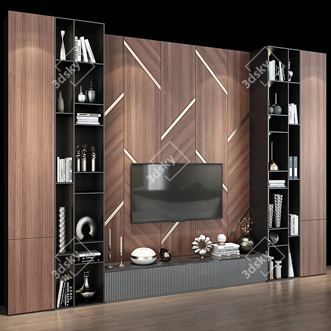 Modern TV Shelf with Adjustable Height  3D model image 3