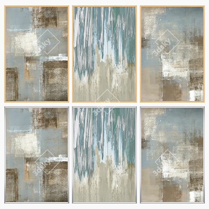 "Artistic Trio: Paintings with Versatile Frames 3D model image 3