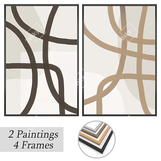 Elegant Painting Set with Frame Options 3D model image 1