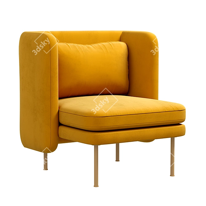 Opulent Velvet Lounge Chair 3D model image 1