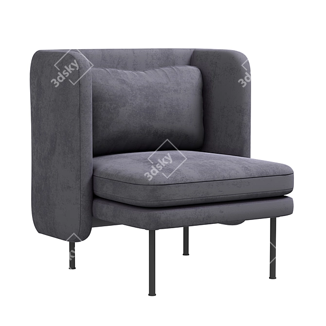 Opulent Velvet Lounge Chair 3D model image 2