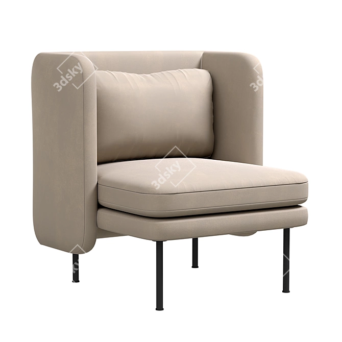Opulent Velvet Lounge Chair 3D model image 3