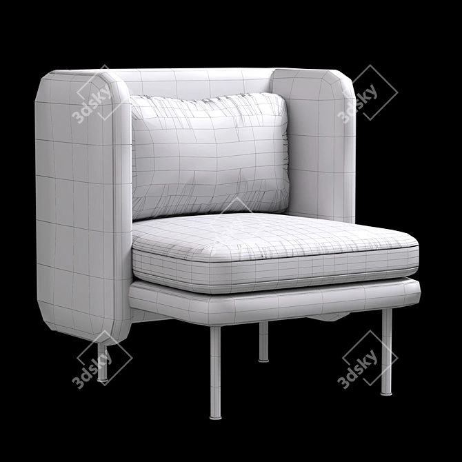Opulent Velvet Lounge Chair 3D model image 4