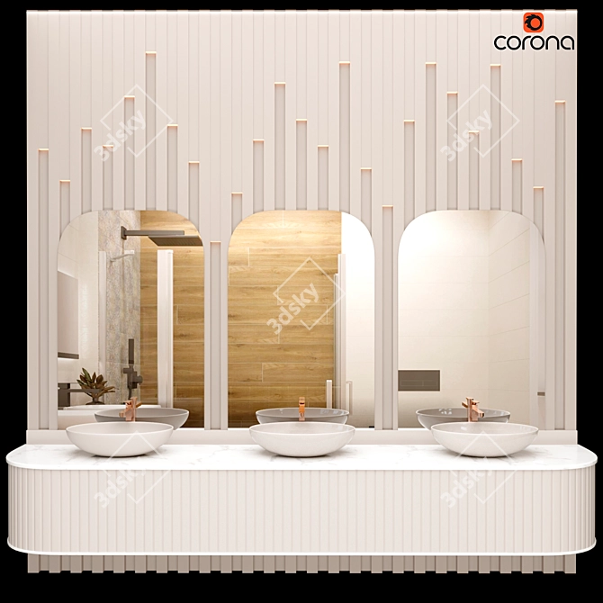 Elegant Bathroom Set 3D model image 5