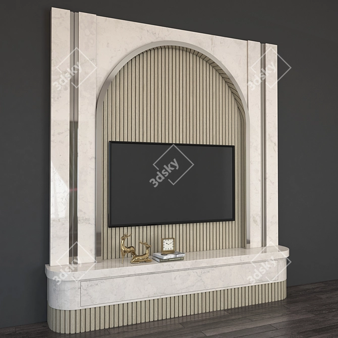 Modern TV Wall Unit with 65" Screen 3D model image 3