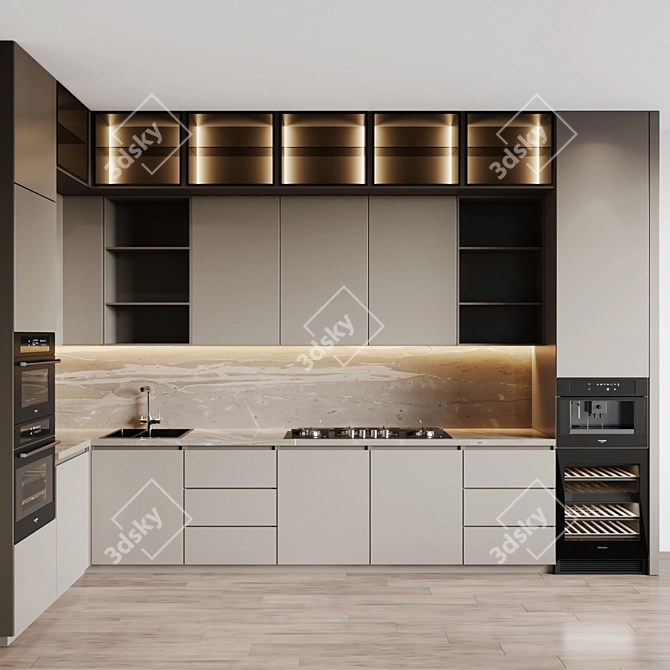 Title: Modern 42: Fully Customizable Kitchen with Appliances 3D model image 1