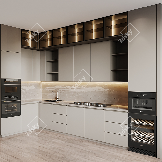 Title: Modern 42: Fully Customizable Kitchen with Appliances 3D model image 2