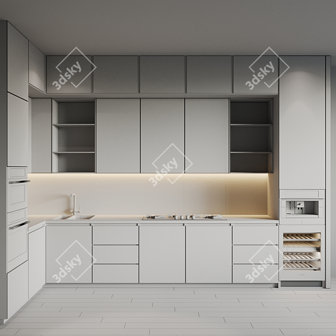 Title: Modern 42: Fully Customizable Kitchen with Appliances 3D model image 6