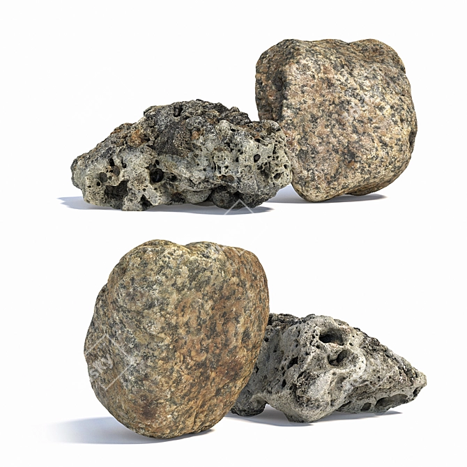 Scenic Stone 343: High-Quality Textured Landscape Stones 3D model image 1