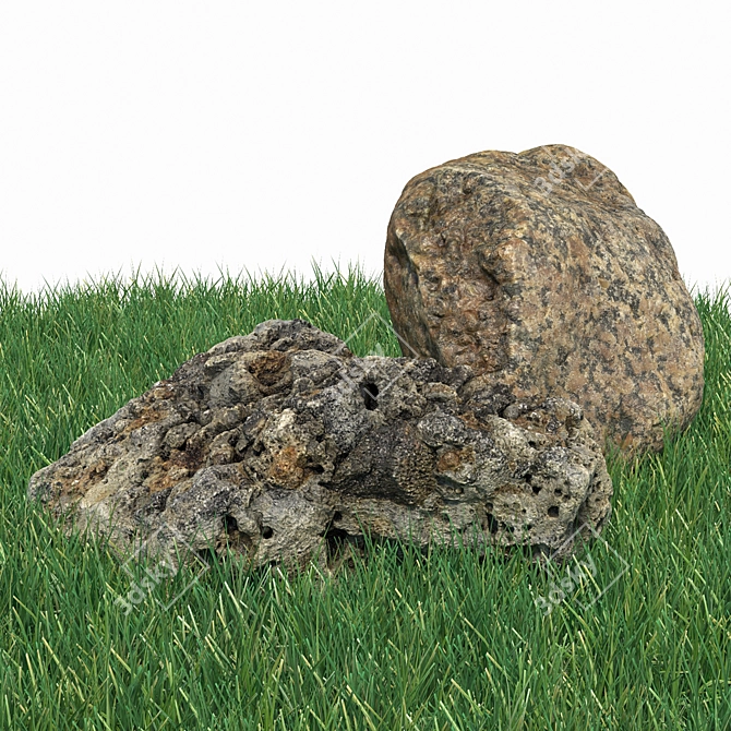 Scenic Stone 343: High-Quality Textured Landscape Stones 3D model image 3