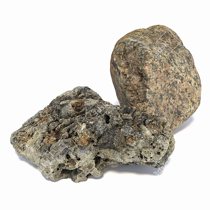 Scenic Stone 343: High-Quality Textured Landscape Stones 3D model image 4