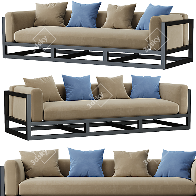 Aviara Aluminum Sofa: Sleek and Stylish Seating Solution 3D model image 1