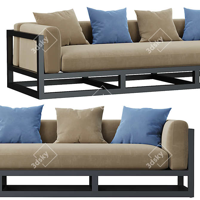 Aviara Aluminum Sofa: Sleek and Stylish Seating Solution 3D model image 2