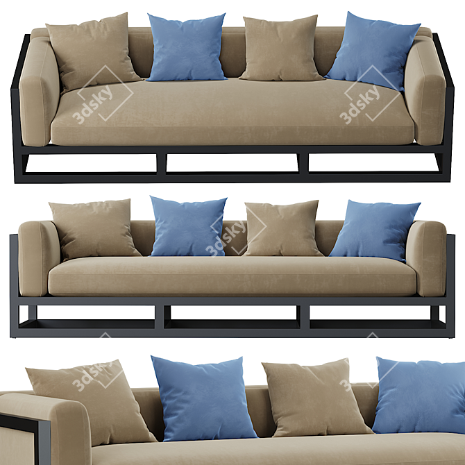 Aviara Aluminum Sofa: Sleek and Stylish Seating Solution 3D model image 3