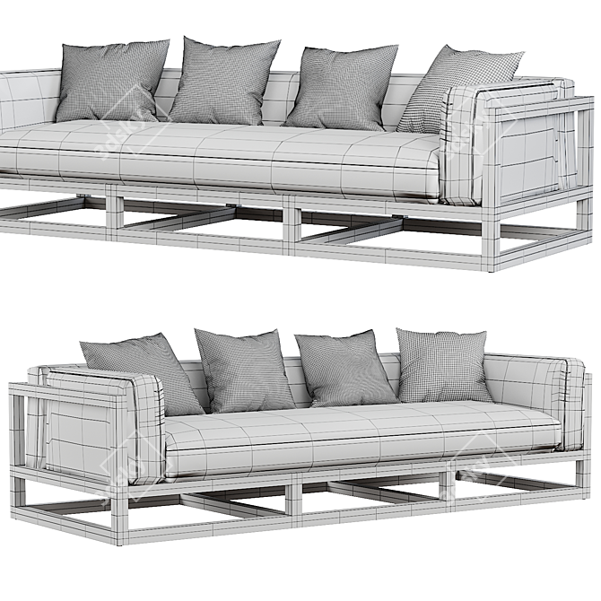 Aviara Aluminum Sofa: Sleek and Stylish Seating Solution 3D model image 5