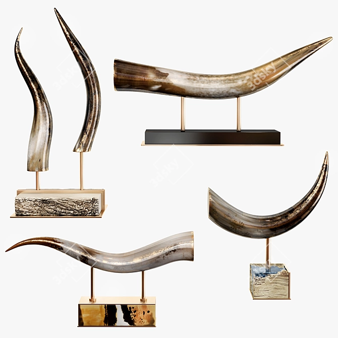 Elegant Horn Sculptures: Exquisite Decor Pieces 3D model image 1