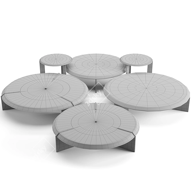 Minotti Keel Round Coffee Tables Set 3D model image 2