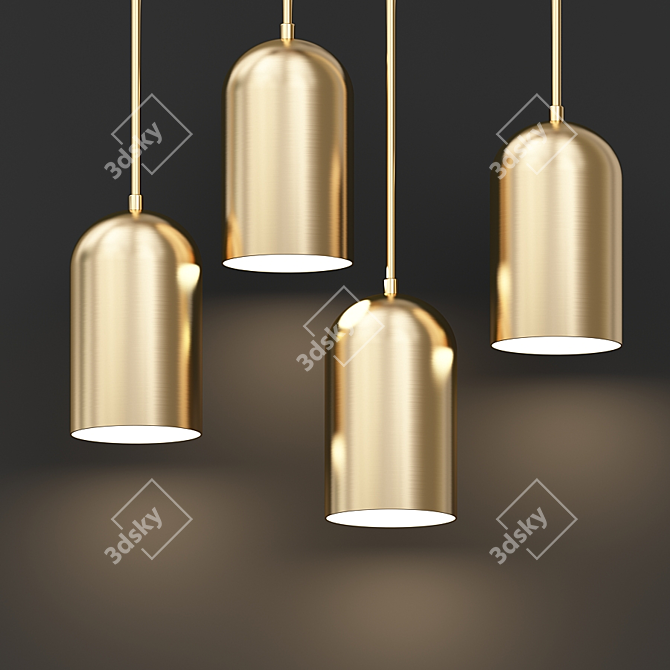 Brass Tone LED Pendant Lamp 3D model image 1