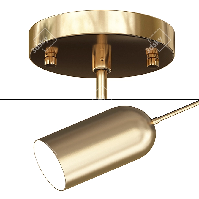 Brass Tone LED Pendant Lamp 3D model image 2