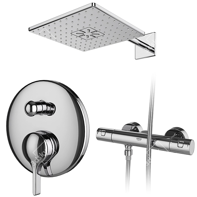 Grohe and IDEAL Standard Shower Set 143: Stylish Faucets and Shower Systems 3D model image 6