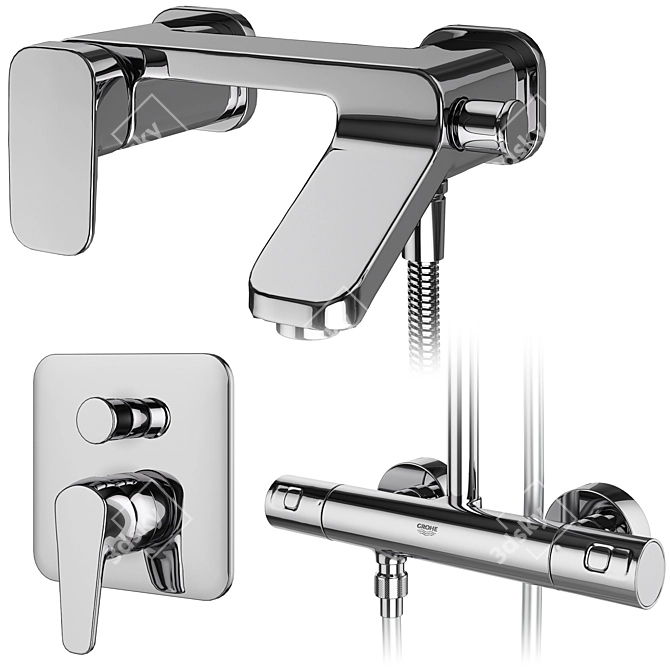 Modern Faucets and Shower Systems - Grohe and IDEAL Standard Set 3D model image 4