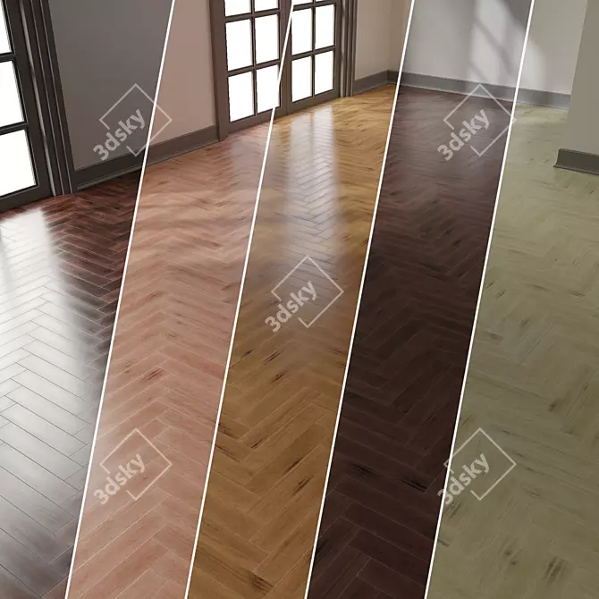 Herringbone Parquet | 4K PBR | 5 Color Options 3D model image 1